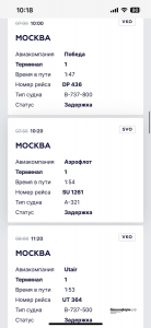 табло аэропорта Уфы