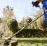 Gardener with weedwacker cutting the grass in the garden - News102.Ru