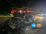 В Уфе девушка за рулём легковушки врезалась в пожарную машину