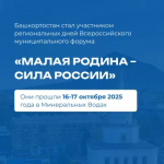 Башкортостан стал участником региональных дней Всероссийского муниципального форума «МАЛАЯ РОДИНА – СИЛА РОССИИ».
