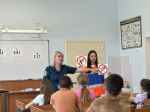 Занятие с детьми в пришкольном лагере в Уфимском районе