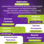 Подведены итоги конкурса грантов в форме субсидий физическим лицам на реализацию общественно значимых проектов молодёжи Башкортостана