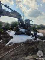 В Уфе сгорел экскаватор